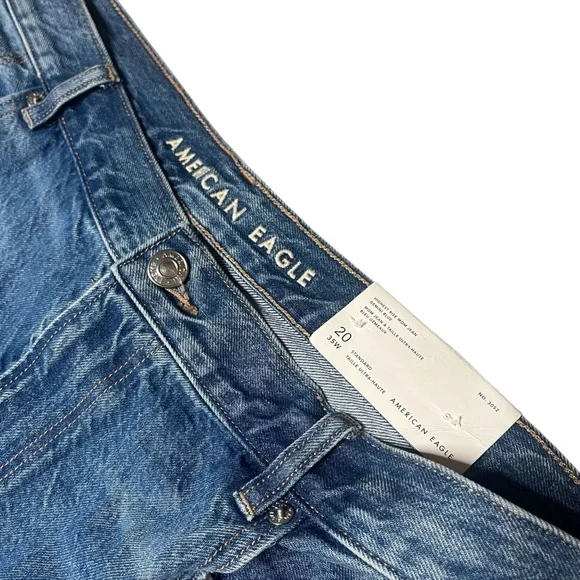 American Eagle Highest Rise Mom Jeans In Gemini Blue Ripped Size 20 - Picture 3 of 8